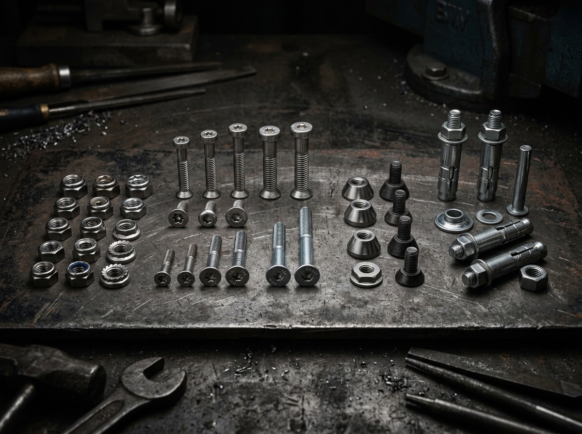 Tamper-resistant security fasteners on a workbench